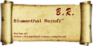 Blumenthal Rezső névjegykártya